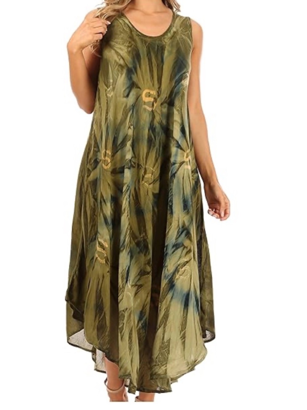 NWT Sakkas Magy Women's Casual Summer Sleeveless Loose Tank Dress Tie-dye